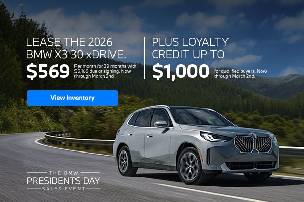 2026 X3 lease starting at $599 per month for 39 months